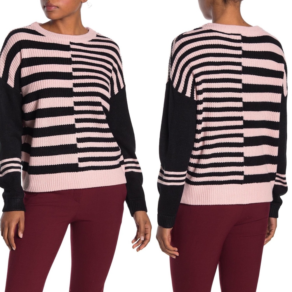 Catherine Malandrino Striped Sweater Pullover Pink